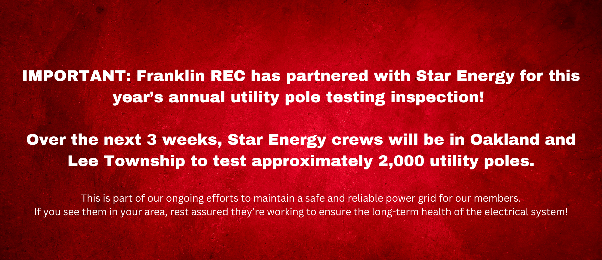 Franklin REC Pole Testing in Oakland and Lee Township