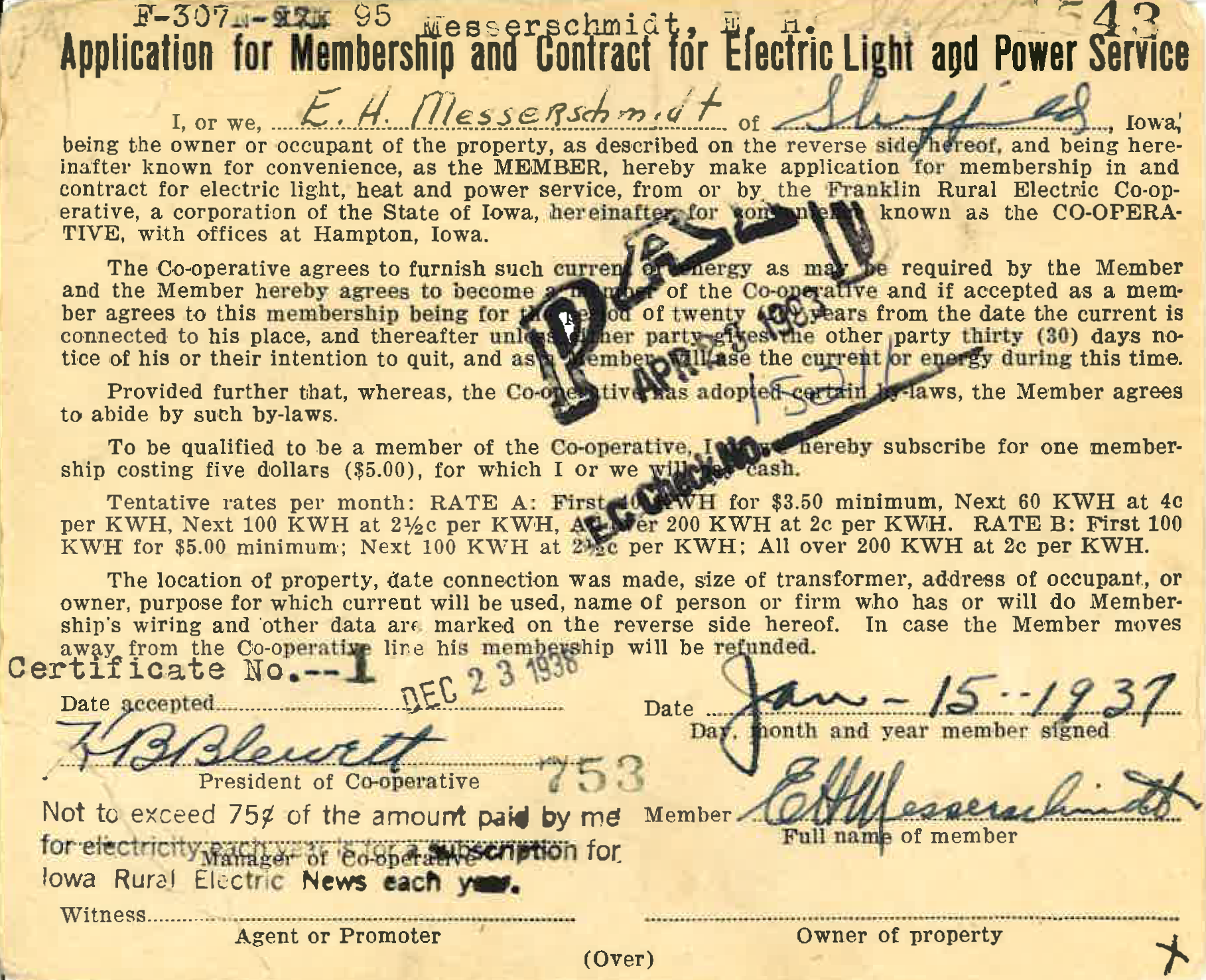 The First Membership of Franklin REC